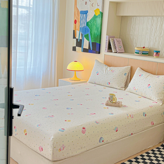 91家纺网 家纺一手货源 找家纺 金丝鸟家纺 2025新款全棉斜纹单床笠 床笠单件 茶杯蛋糕