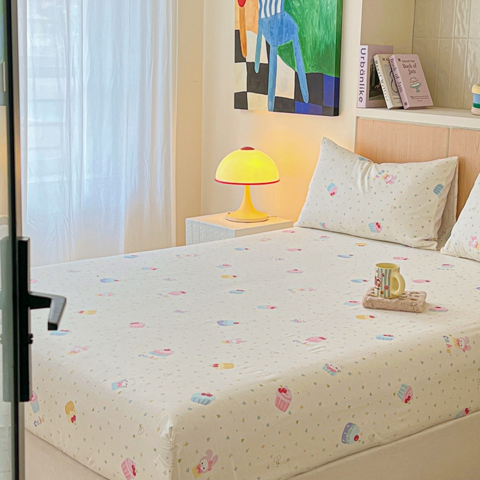 91家纺网 家纺一手货源 找家纺 金丝鸟家纺 2025新款全棉斜纹单床笠 床笠单件 茶杯蛋糕