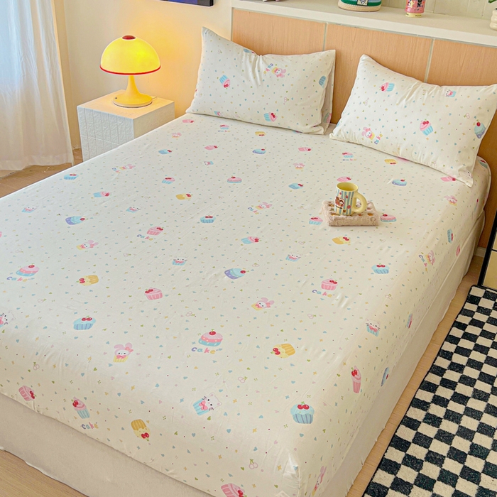 91家纺网 家纺一手货源 找家纺 金丝鸟家纺 2025新款全棉斜纹单床笠 床笠单件 茶杯蛋糕