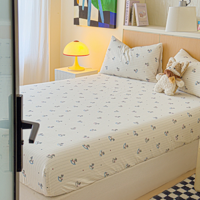 91家纺网 家纺一手货源 找家纺 金丝鸟家纺 2025新款全棉斜纹单床笠 床笠单件 快乐小马