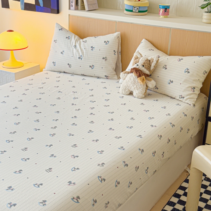 91家纺网 家纺一手货源 找家纺 金丝鸟家纺 2025新款全棉斜纹单床笠 床笠单件 快乐小马