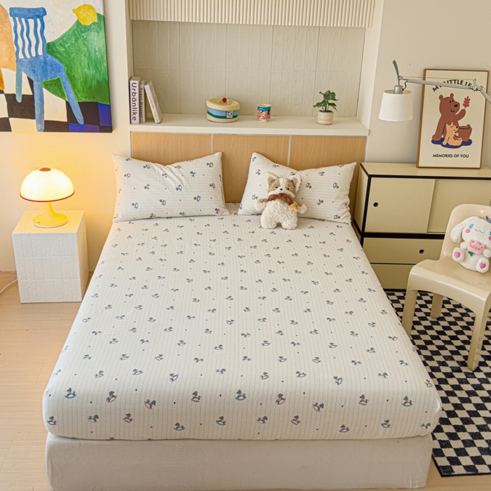 91家纺网 家纺一手货源 找家纺 金丝鸟家纺 2025新款全棉斜纹单床笠 床笠单件 快乐小马