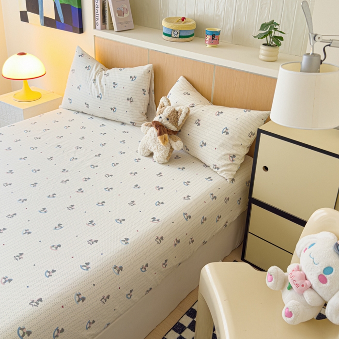 91家纺网 家纺一手货源 找家纺 金丝鸟家纺 2025新款全棉斜纹单床笠 床笠单件 快乐小马