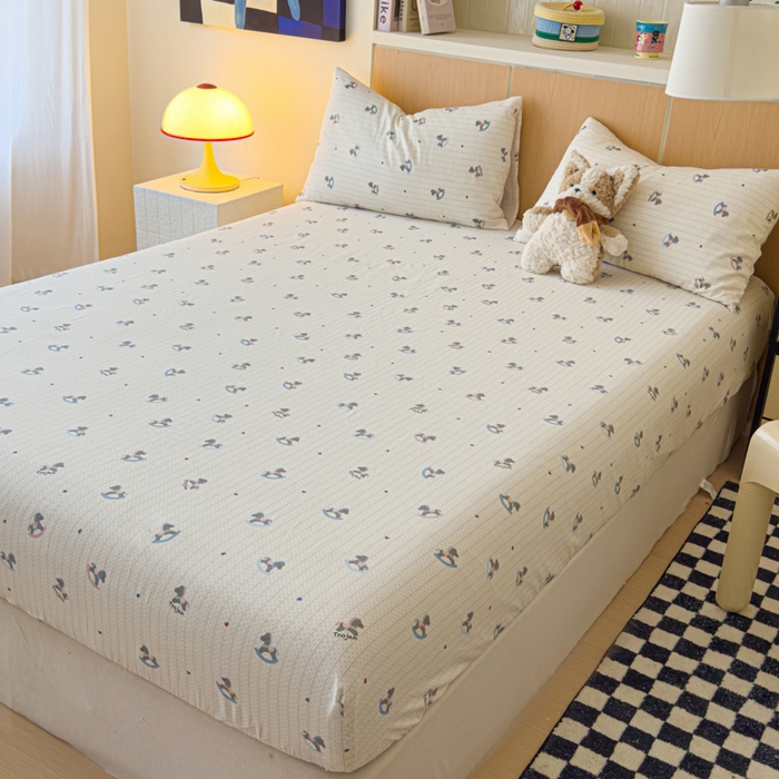 91家纺网 家纺一手货源 找家纺 金丝鸟家纺 2025新款全棉斜纹单床笠 床笠单件 快乐小马