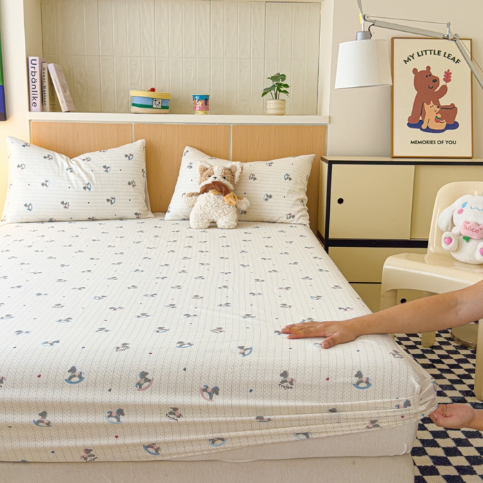 91家纺网 家纺一手货源 找家纺 金丝鸟家纺 2025新款全棉斜纹单床笠 床笠单件 快乐小马