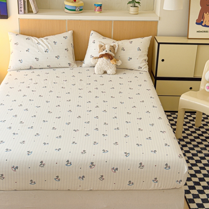 91家纺网 家纺一手货源 找家纺 金丝鸟家纺 2025新款全棉斜纹单床笠 床笠单件 快乐小马