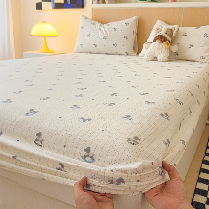 91家纺网 家纺一手货源 找家纺 金丝鸟家纺 2025新款全棉斜纹单床笠 床笠单件 快乐小马