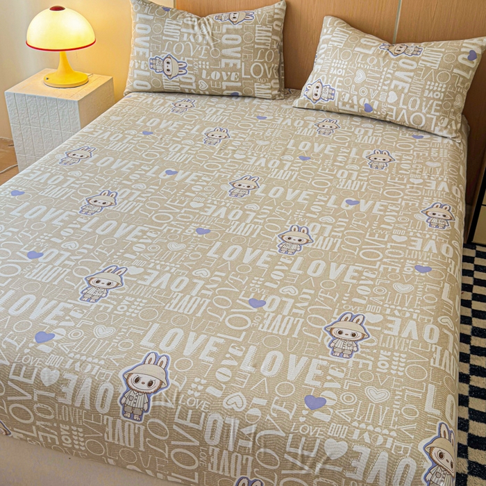 91家纺网 家纺一手货源 找家纺 金丝鸟家纺 2025新款全棉斜纹单床笠 床笠单件 拉布兔兔