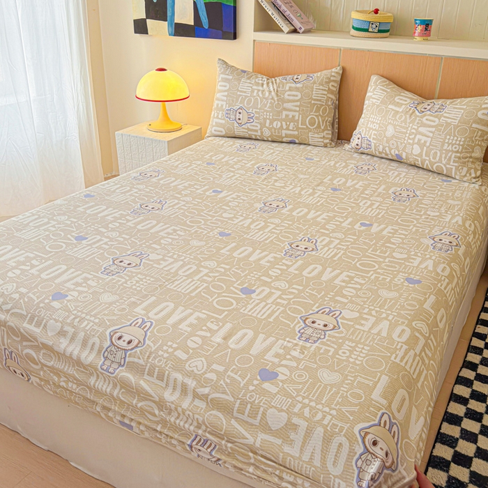 91家纺网 家纺一手货源 找家纺 金丝鸟家纺 2025新款全棉斜纹单床笠 床笠单件 拉布兔兔