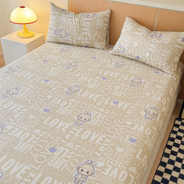 91家纺网 家纺一手货源 找家纺 金丝鸟家纺 2025新款全棉斜纹单床笠 床笠单件 拉布兔兔