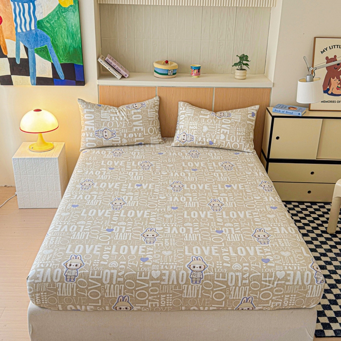 91家纺网 家纺一手货源 找家纺 金丝鸟家纺 2025新款全棉斜纹单床笠 床笠单件 拉布兔兔