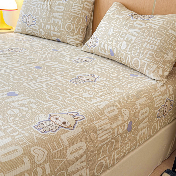 91家纺网 家纺一手货源 找家纺 金丝鸟家纺 2025新款全棉斜纹单床笠 床笠单件 拉布兔兔