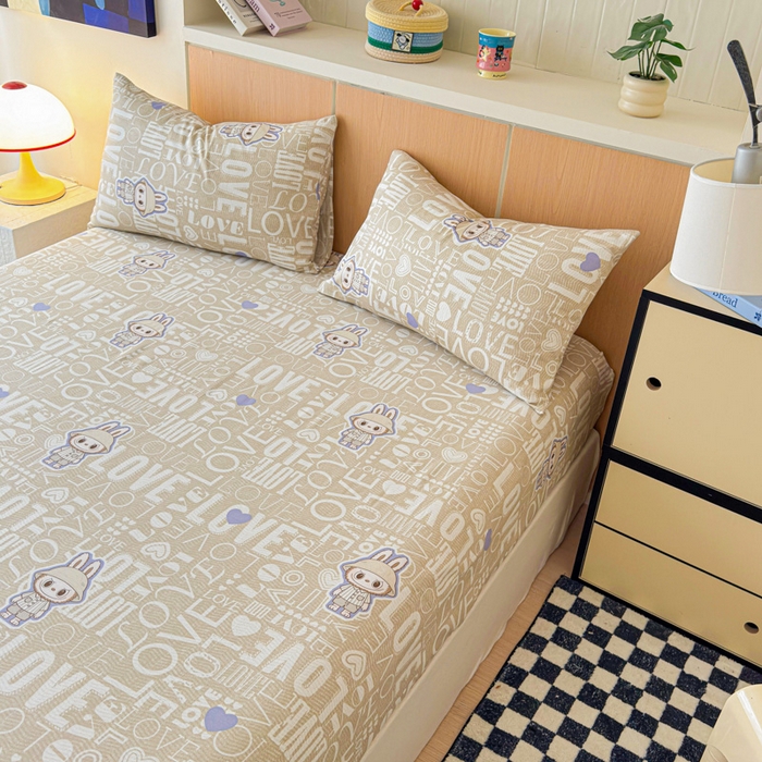 91家纺网 家纺一手货源 找家纺 金丝鸟家纺 2025新款全棉斜纹单床笠 床笠单件 拉布兔兔