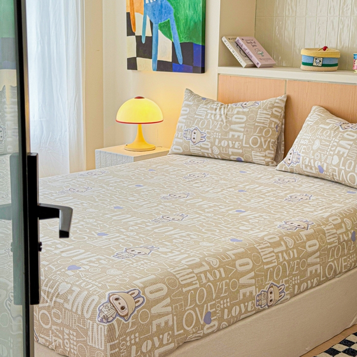 91家纺网 家纺一手货源 找家纺 金丝鸟家纺 2025新款全棉斜纹单床笠 床笠单件 拉布兔兔