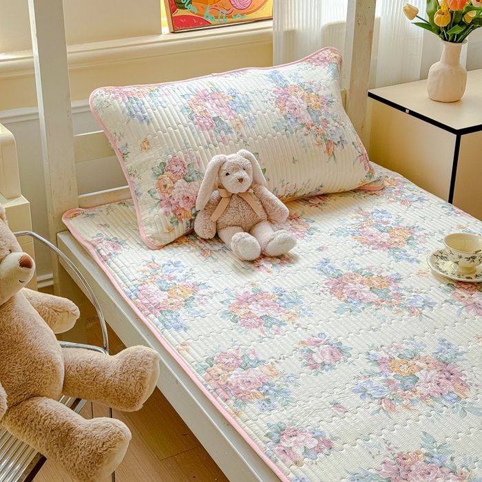 91家纺网 家纺一手货源 找家纺 金丝鸟家纺 2025新款全棉软床垫床褥床盖 玫瑰地图