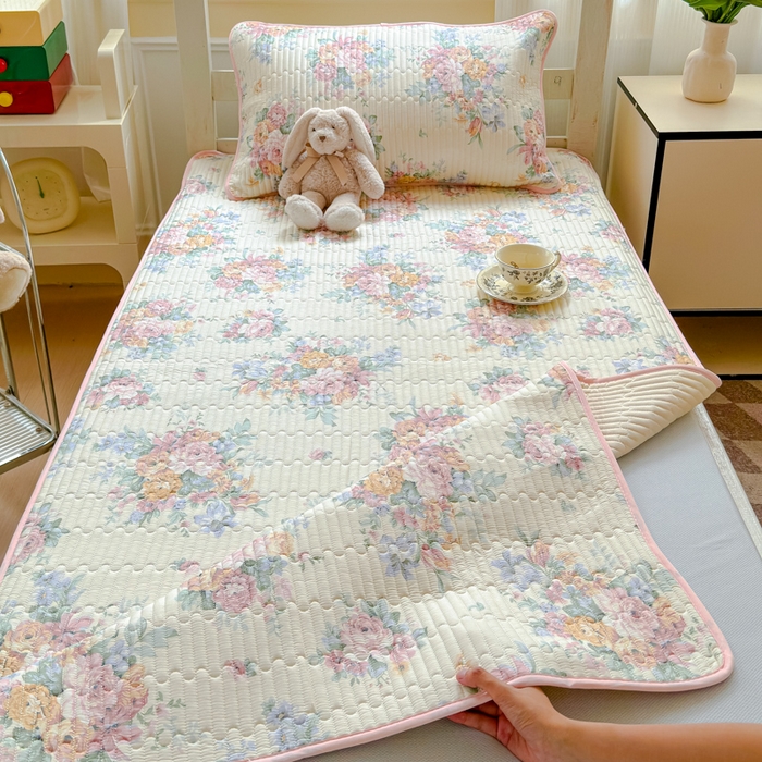 91家纺网 家纺一手货源 找家纺 金丝鸟家纺 2025新款全棉软床垫床褥床盖 玫瑰地图