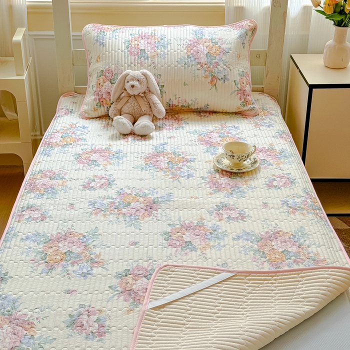 91家纺网 家纺一手货源 找家纺 金丝鸟家纺 2025新款全棉软床垫床褥床盖 玫瑰地图