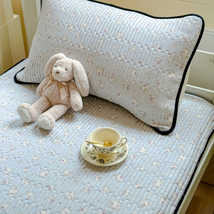 91家纺网 家纺一手货源 找家纺 金丝鸟家纺 2025新款全棉软床垫床褥床盖 浅夏雏菊 灰