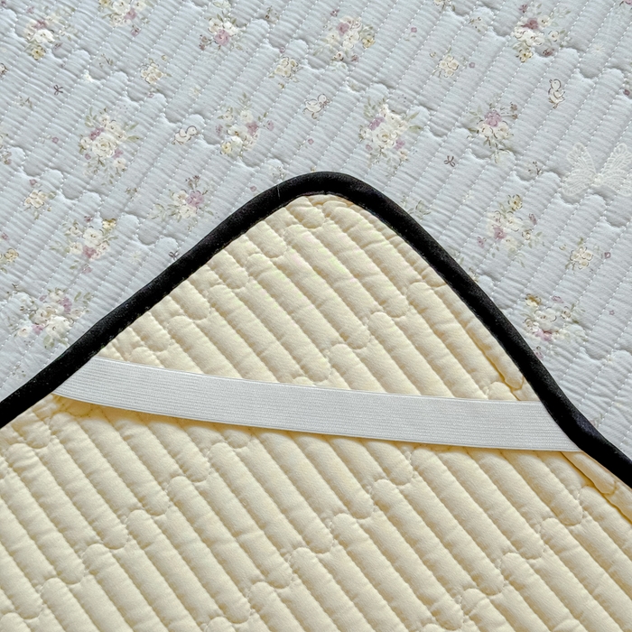 91家纺网 家纺一手货源 找家纺 金丝鸟家纺 2025新款全棉软床垫床褥床盖 浅夏雏菊 灰