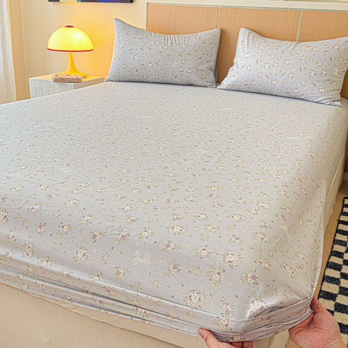 金丝鸟家纺 2025新款全棉斜纹单床笠 床笠单件 浅夏雏菊-灰