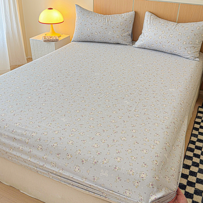 91家纺网 家纺一手货源 找家纺 金丝鸟家纺 2025新款全棉斜纹单床笠 床笠单件 浅夏雏菊-灰