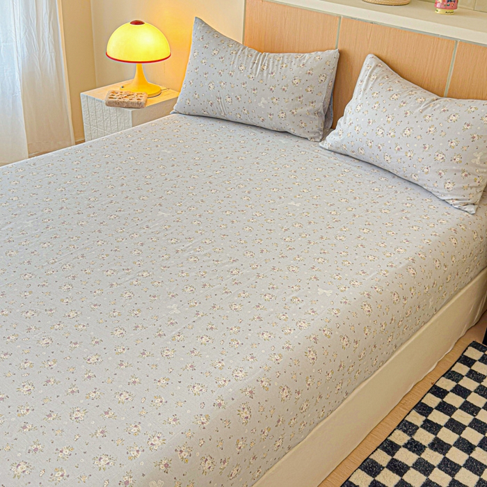 91家纺网 家纺一手货源 找家纺 金丝鸟家纺 2025新款全棉斜纹单床笠 床笠单件 浅夏雏菊-灰