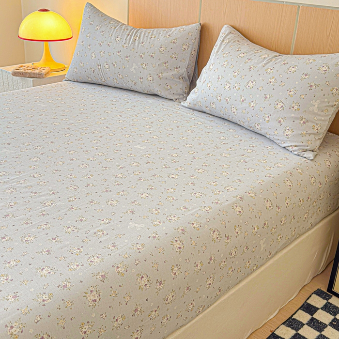 91家纺网 家纺一手货源 找家纺 金丝鸟家纺 2025新款全棉斜纹单床笠 床笠单件 浅夏雏菊-灰