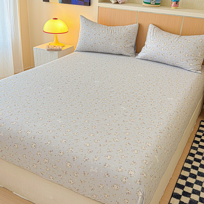 91家纺网 家纺一手货源 找家纺 金丝鸟家纺 2025新款全棉斜纹单床笠 床笠单件 浅夏雏菊-灰