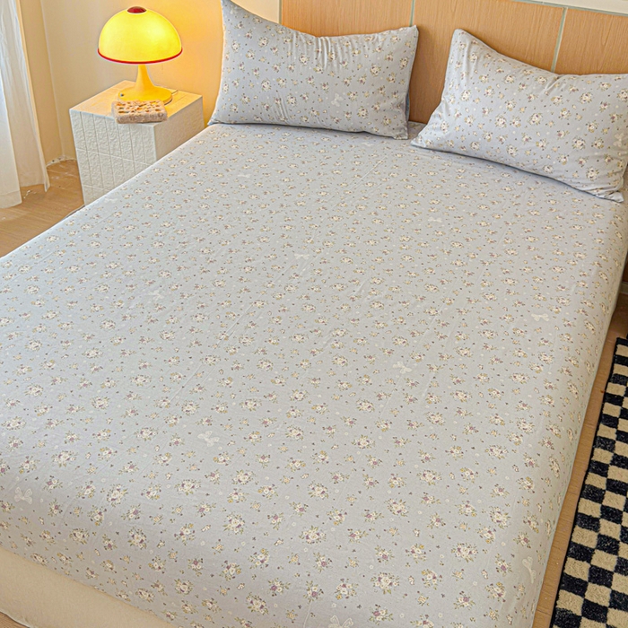 91家纺网 家纺一手货源 找家纺 金丝鸟家纺 2025新款全棉斜纹单床笠 床笠单件 浅夏雏菊-灰