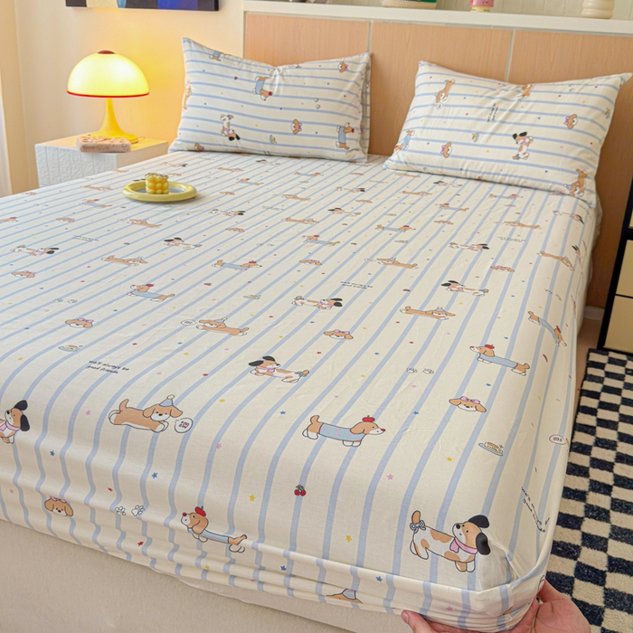 金丝鸟家纺 2025新款全棉斜纹单床笠 床笠单件 糖纸童年