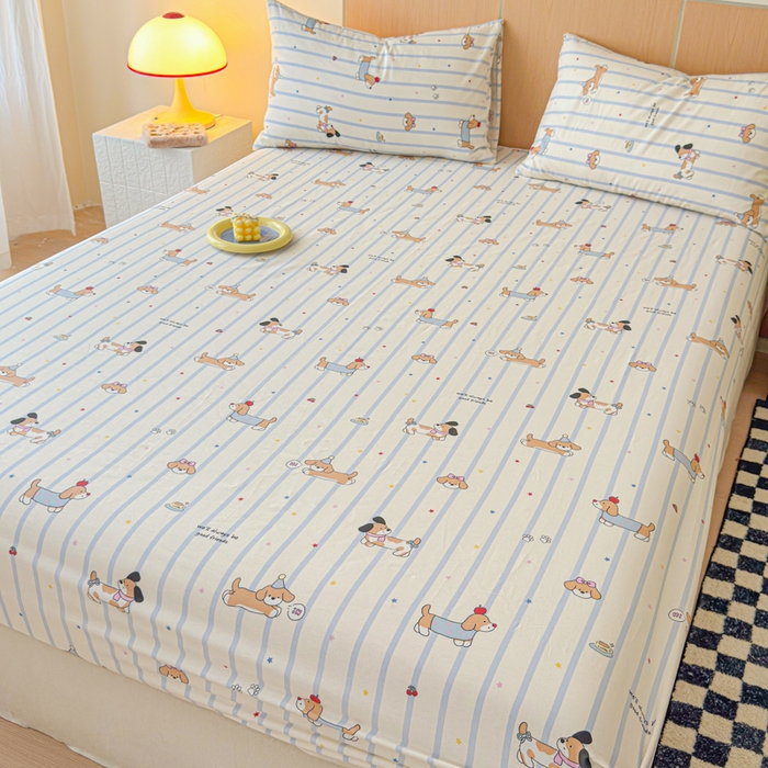 91家纺网 家纺一手货源 找家纺 金丝鸟家纺 2025新款全棉斜纹单床笠 床笠单件 糖纸童年