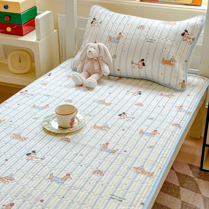 91家纺网 家纺一手货源 找家纺 金丝鸟家纺 2025新款全棉软床垫床褥床盖 糖纸童年