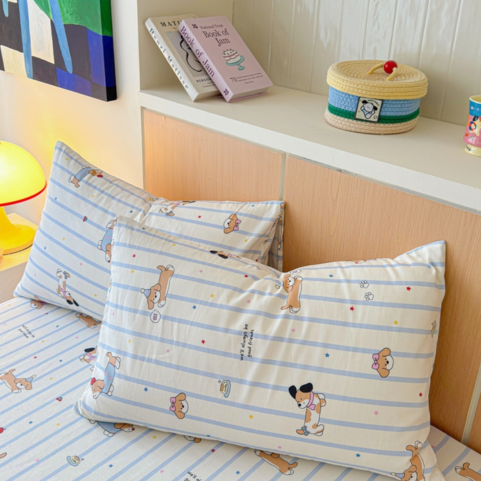 91家纺网 家纺一手货源 找家纺 金丝鸟家纺 2025新款全棉斜纹单床笠 床笠单件 糖纸童年