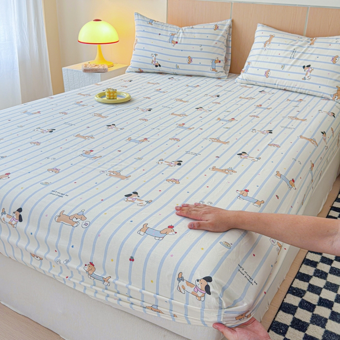 91家纺网 家纺一手货源 找家纺 金丝鸟家纺 2025新款全棉斜纹单床笠 床笠单件 糖纸童年