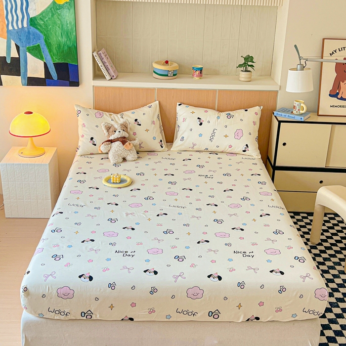 91家纺网 家纺一手货源 找家纺 金丝鸟家纺 2025新款全棉斜纹单床笠 床笠单件 甜汪云趣