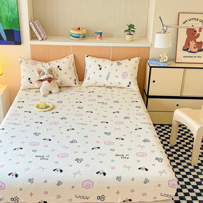 91家纺网 家纺一手货源 找家纺 金丝鸟家纺 2025新款全棉斜纹单床笠 床笠单件 甜汪云趣