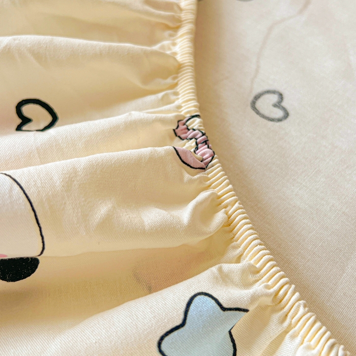 91家纺网 家纺一手货源 找家纺 金丝鸟家纺 2025新款全棉斜纹单床笠 床笠单件 甜汪云趣