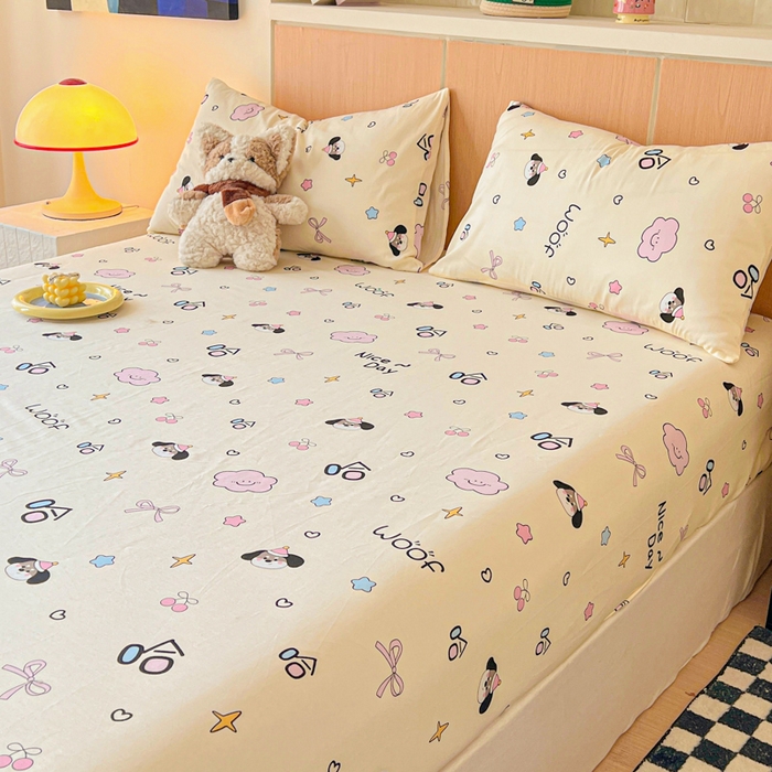 91家纺网 家纺一手货源 找家纺 金丝鸟家纺 2025新款全棉斜纹单床笠 床笠单件 甜汪云趣