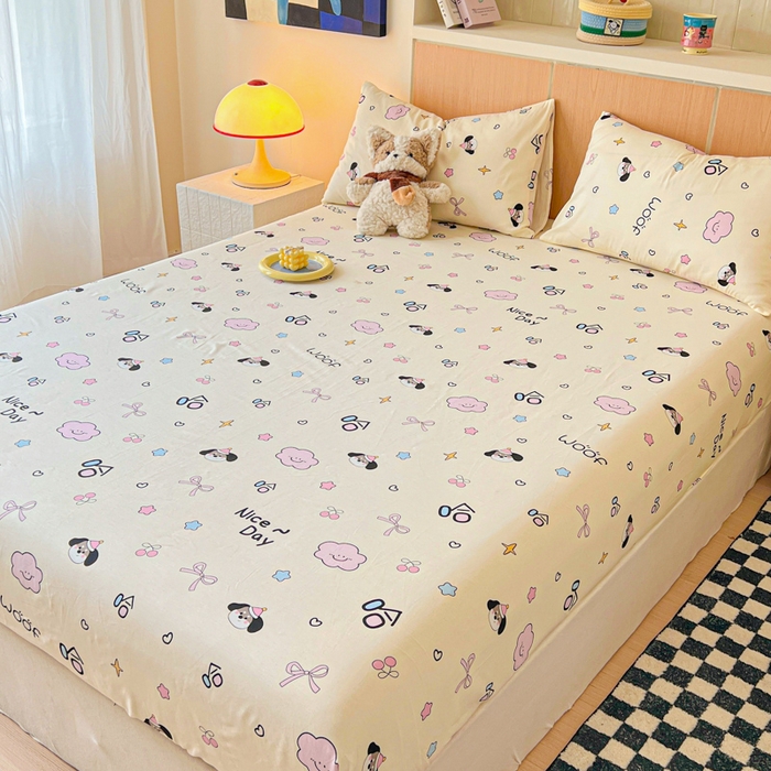 91家纺网 家纺一手货源 找家纺 金丝鸟家纺 2025新款全棉斜纹单床笠 床笠单件 甜汪云趣