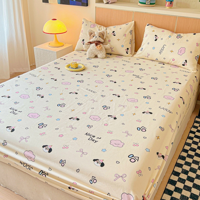 91家纺网 家纺一手货源 找家纺 金丝鸟家纺 2025新款全棉斜纹单床笠 床笠单件 甜汪云趣