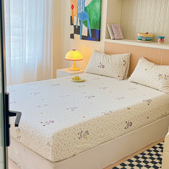 91家纺网 家纺一手货源 找家纺 金丝鸟家纺 2025新款全棉斜纹单床笠 床笠单件 星轨漫步