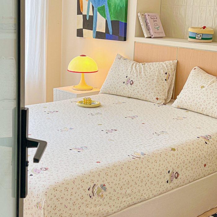 91家纺网 家纺一手货源 找家纺 金丝鸟家纺 2025新款全棉斜纹单床笠 床笠单件 星轨漫步