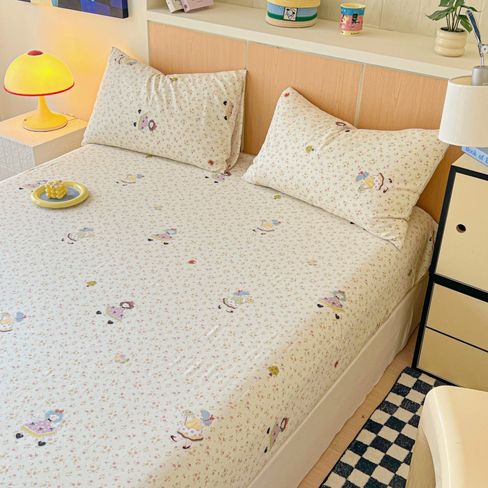 91家纺网 家纺一手货源 找家纺 金丝鸟家纺 2025新款全棉斜纹单床笠 床笠单件 星轨漫步