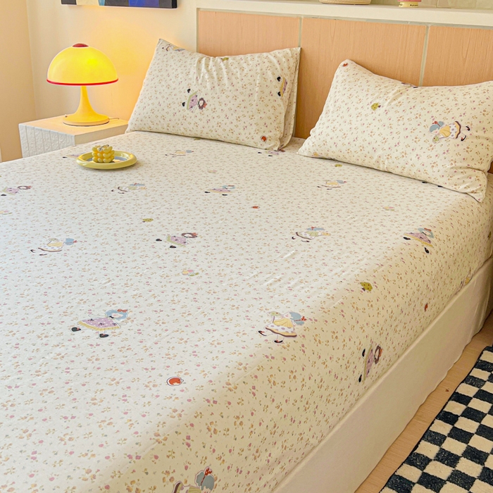 91家纺网 家纺一手货源 找家纺 金丝鸟家纺 2025新款全棉斜纹单床笠 床笠单件 星轨漫步