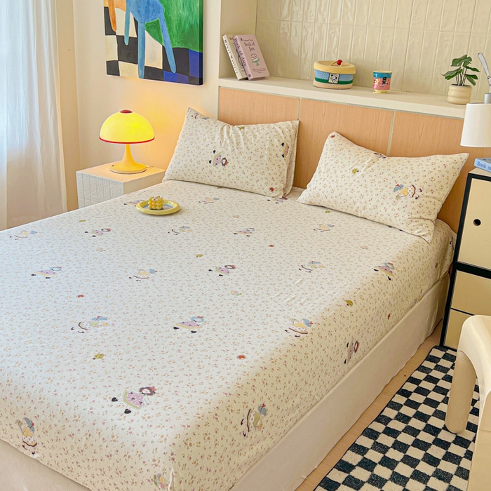 91家纺网 家纺一手货源 找家纺 金丝鸟家纺 2025新款全棉斜纹单床笠 床笠单件 星轨漫步