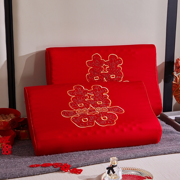 91家纺网 家纺一手货源 找家纺 （总）四川牛皮席 2025新款全棉纯棉刺绣莫代尔婚庆乳胶枕枕头枕芯