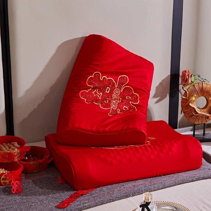 91家纺网 家纺一手货源 找家纺 （总）四川牛皮席 2025新款全棉纯棉刺绣莫代尔婚庆乳胶枕枕头枕芯