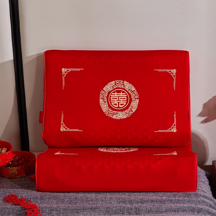 91家纺网 家纺一手货源 找家纺 （总）四川牛皮席 2025新款全棉纯棉刺绣莫代尔婚庆乳胶枕枕头枕芯