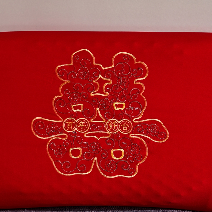 91家纺网 家纺一手货源 找家纺 （总）四川牛皮席 2025新款全棉纯棉刺绣莫代尔婚庆乳胶枕枕头枕芯