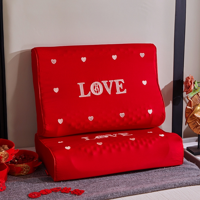 91家纺网 家纺一手货源 找家纺 （总）四川牛皮席 2025新款全棉纯棉刺绣莫代尔婚庆乳胶枕枕头枕芯